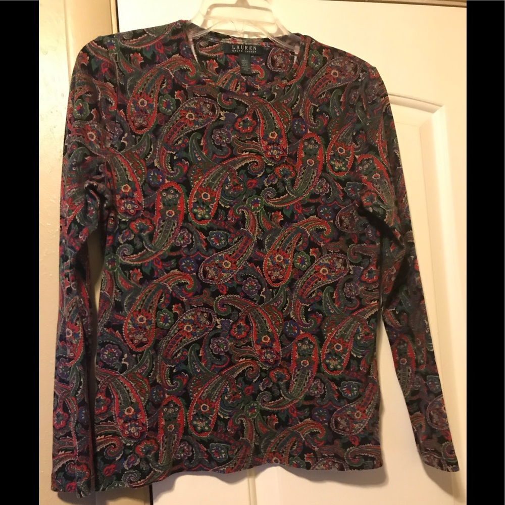 Lauren Long Sleeve Pullover Blouse Paisley Lge
